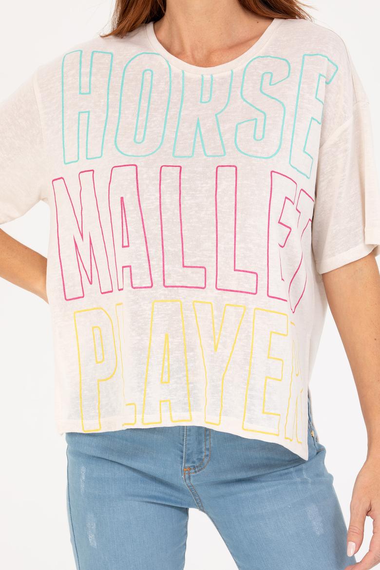 Kadın Krem Bisiklet Yaka Tişört - 50263604027