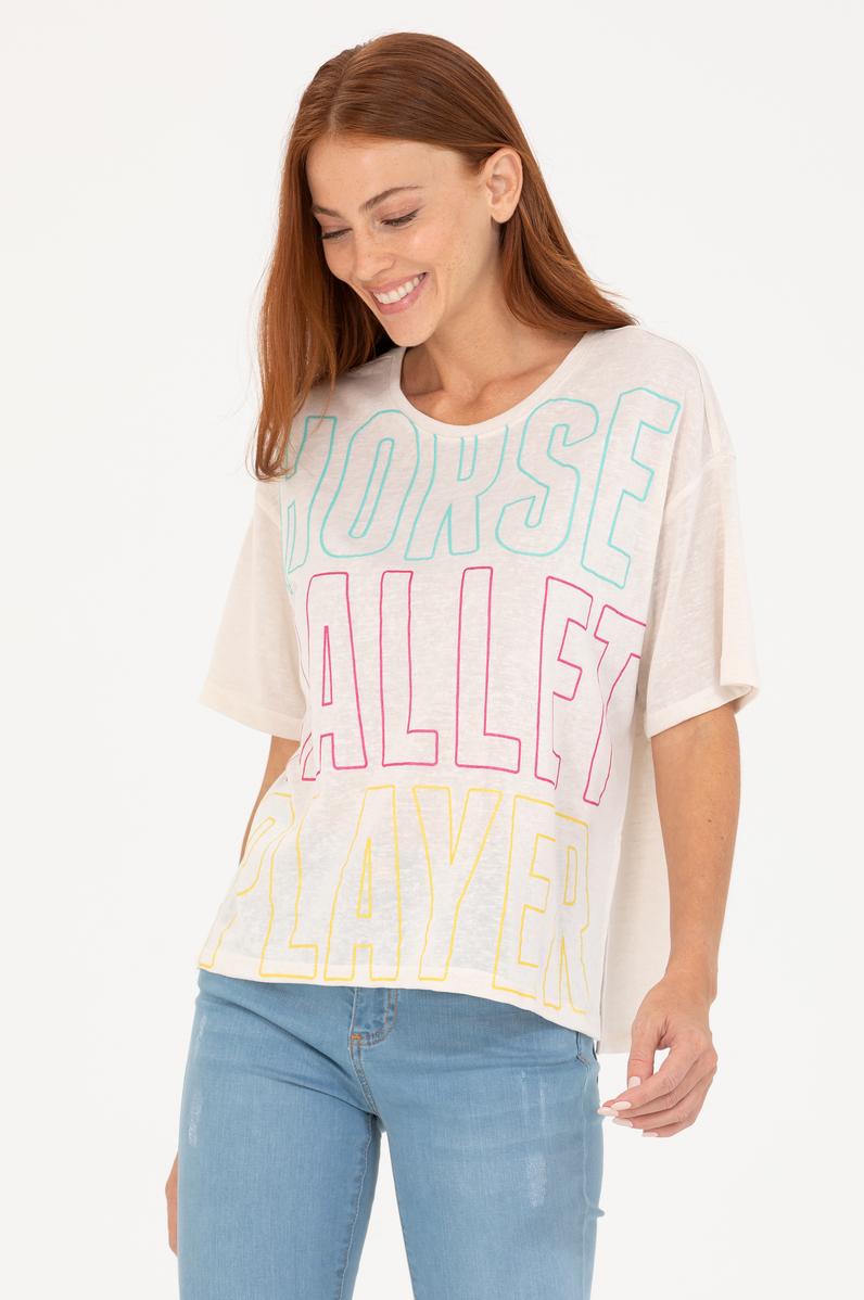 Kadın Krem Bisiklet Yaka Tişört