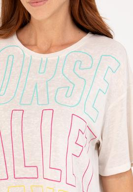 Kadın Krem Bisiklet Yaka Tişört - 50263604027