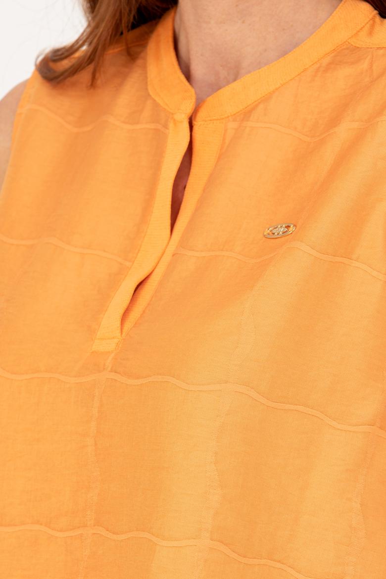 Kadın Turuncu V Yaka Kolsuz Tişört - 50263674030