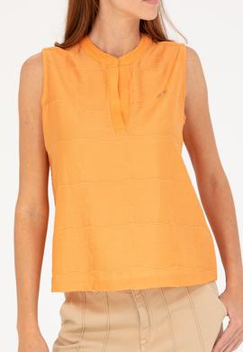 Kadın Turuncu V Yaka Kolsuz Tişört - 50263674030