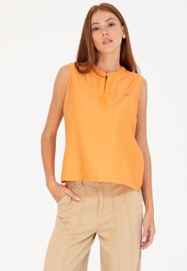 Kadın Turuncu V Yaka Kolsuz Tişört - 50263674030