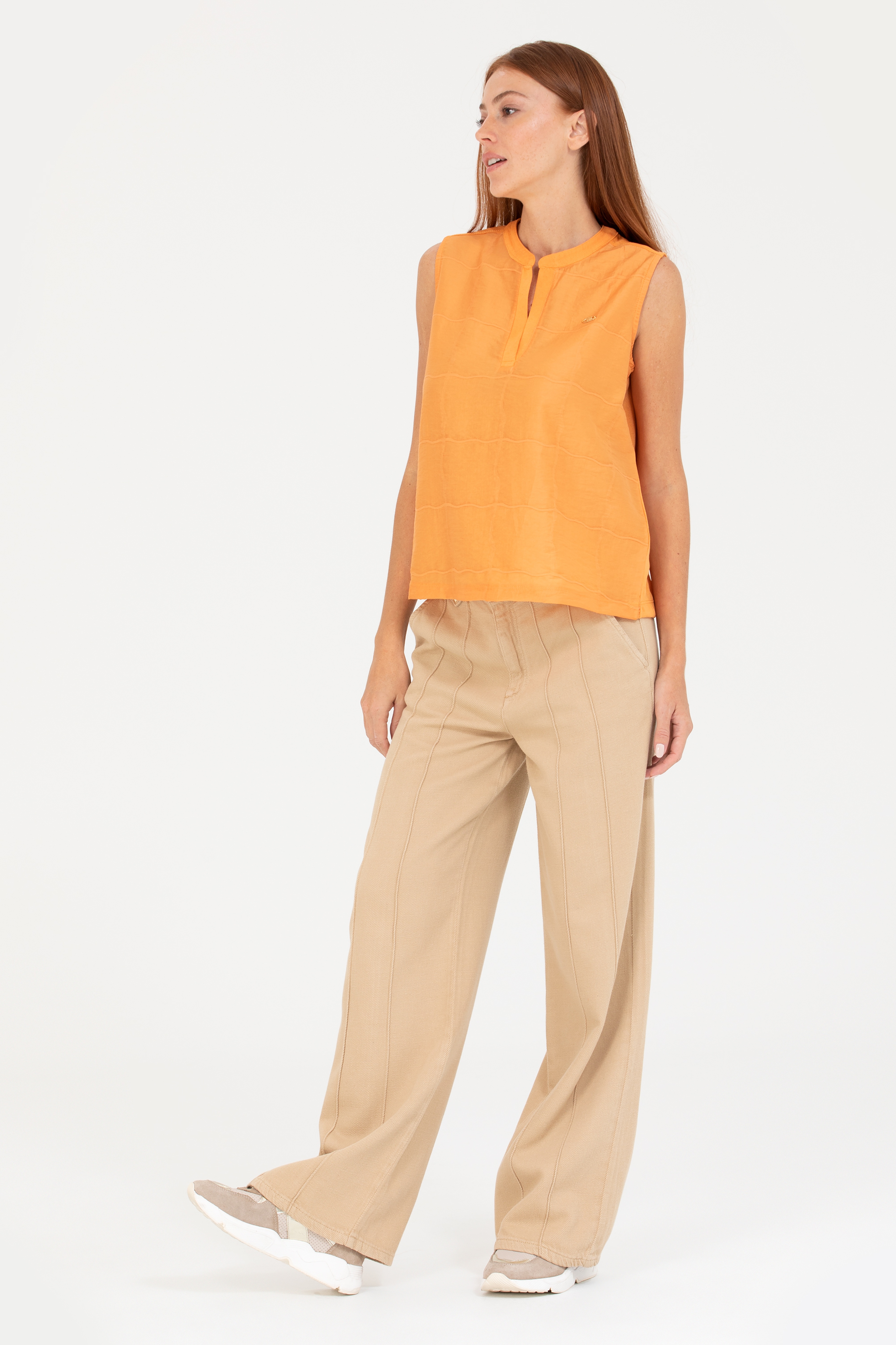 Kadın Krem Loose Fit Jean Pantolon - Image 3