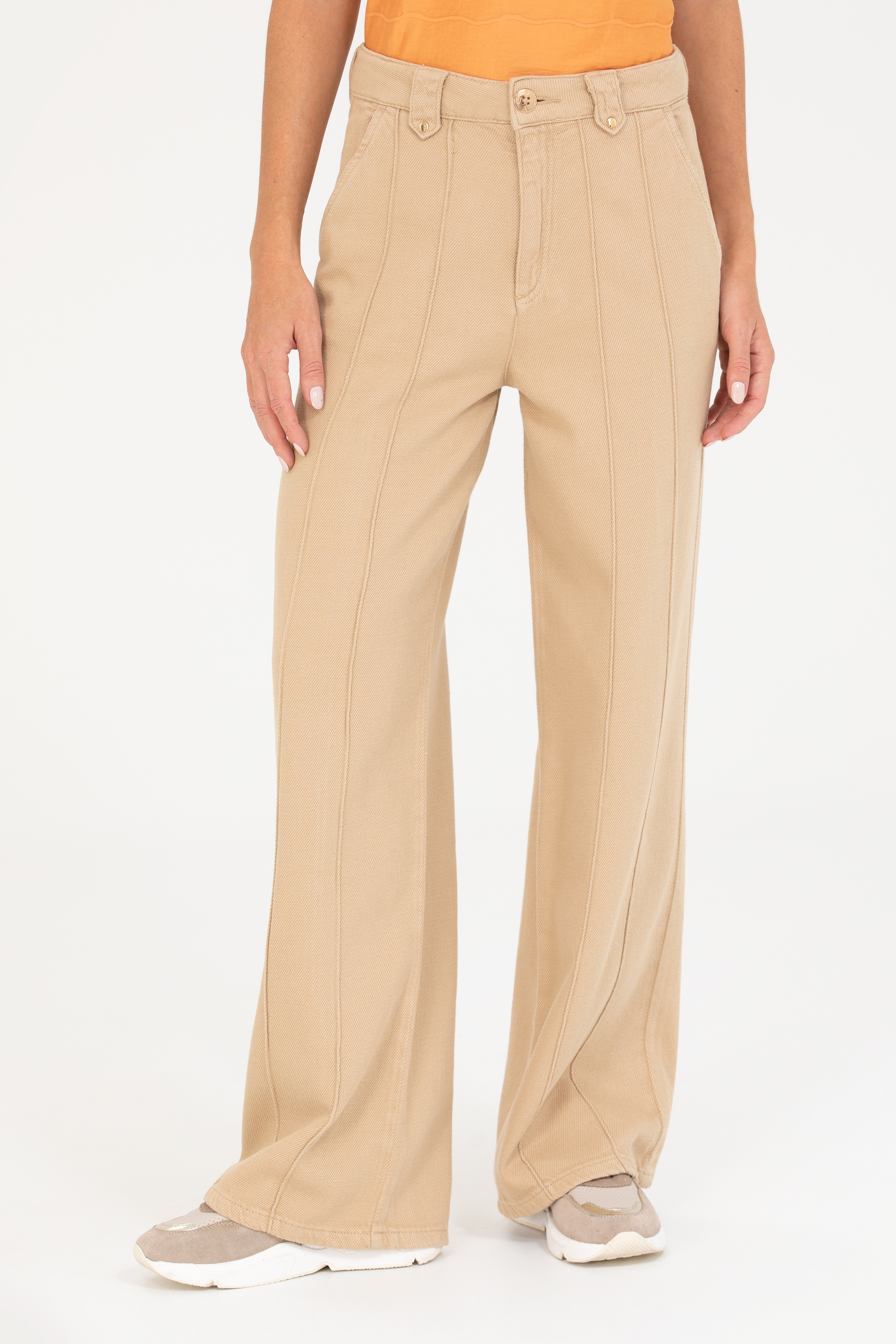 Kadın Krem Loose Fit Jean Pantolon - Image 2
