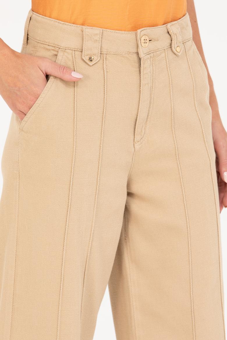 Kadın Krem Loose Fit Jean Pantolon - 50263799003