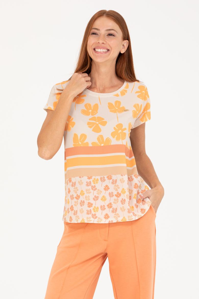 Kadın Taş Bisiklet Yaka Tişört - 50265947020