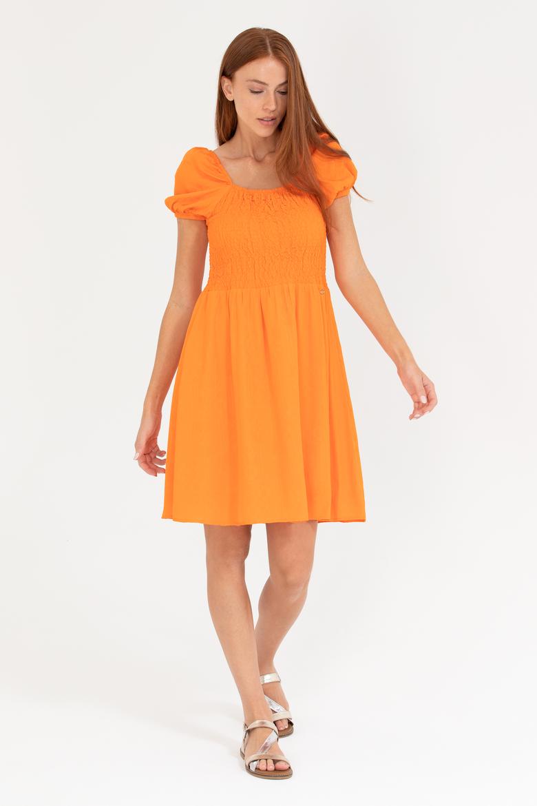 Kadın Turuncu Mini Boy Dokuma Elbise - 50262578018