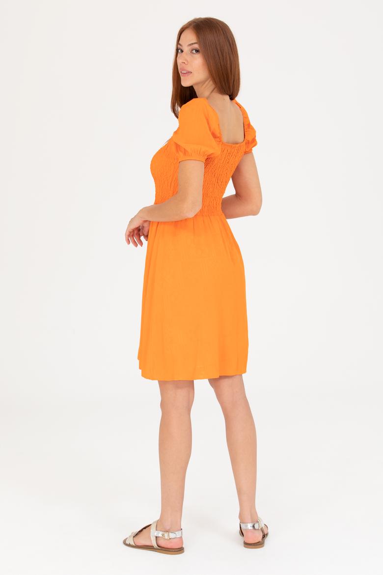 Kadın Turuncu Mini Boy Dokuma Elbise - 50262578018