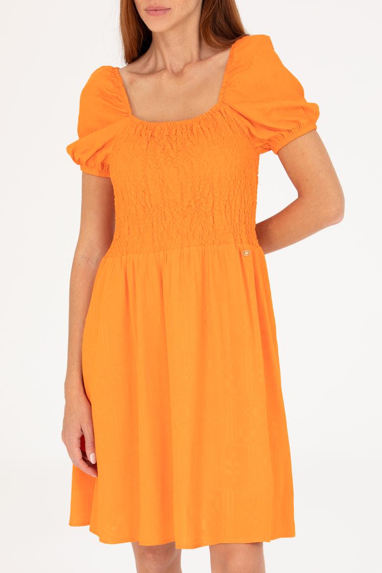 Kadın Turuncu Mini Boy Dokuma Elbise - 50262578018
