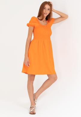 Kadın Turuncu Mini Boy Dokuma Elbise - 50262578018