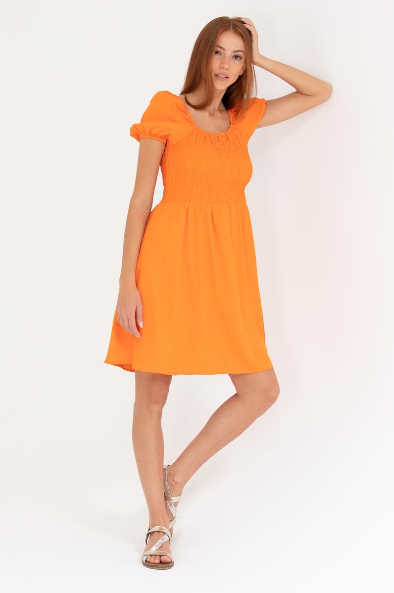 Kadın Turuncu Mini Boy Dokuma Elbise