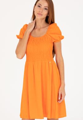 Kadın Turuncu Mini Boy Dokuma Elbise - 50262578018