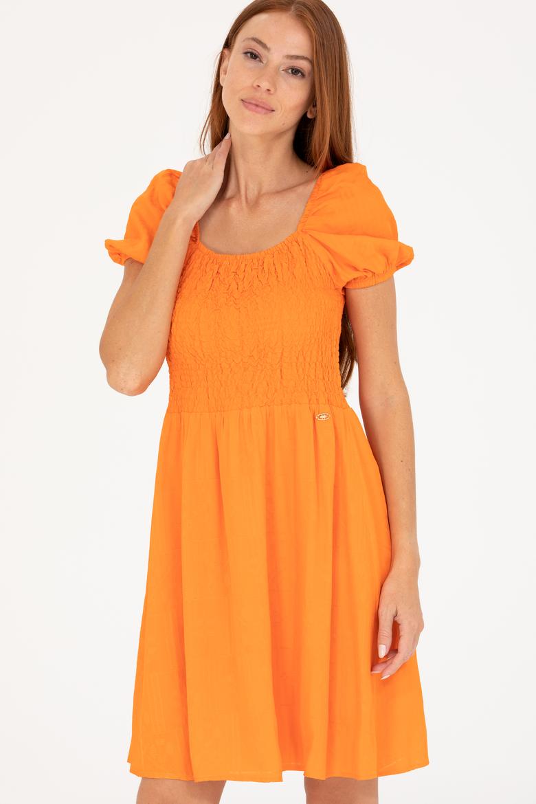 Kadın Turuncu Mini Boy Dokuma Elbise - 50262578018