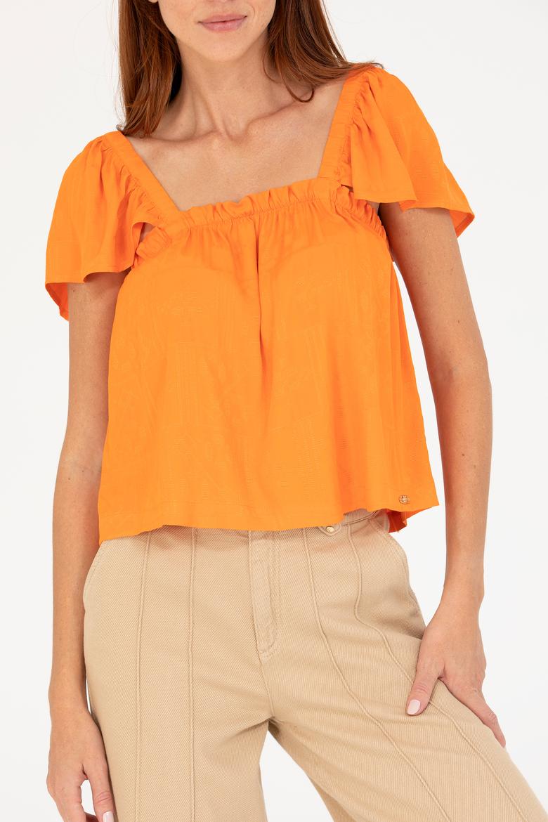 Kadın Kiremit Kısa Kollu Bluz - 50264222003