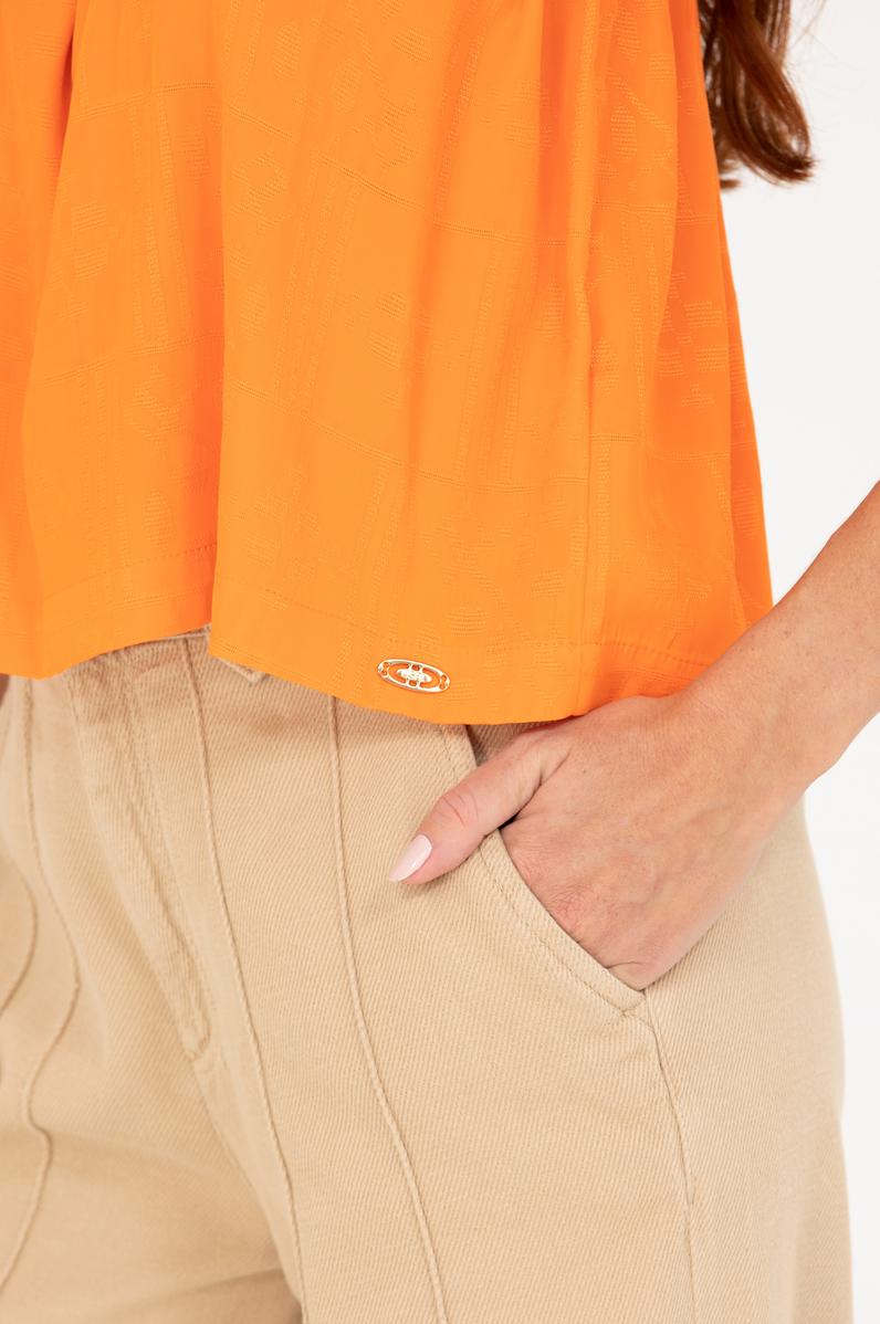 Kadın Kiremit Kısa Kollu Bluz