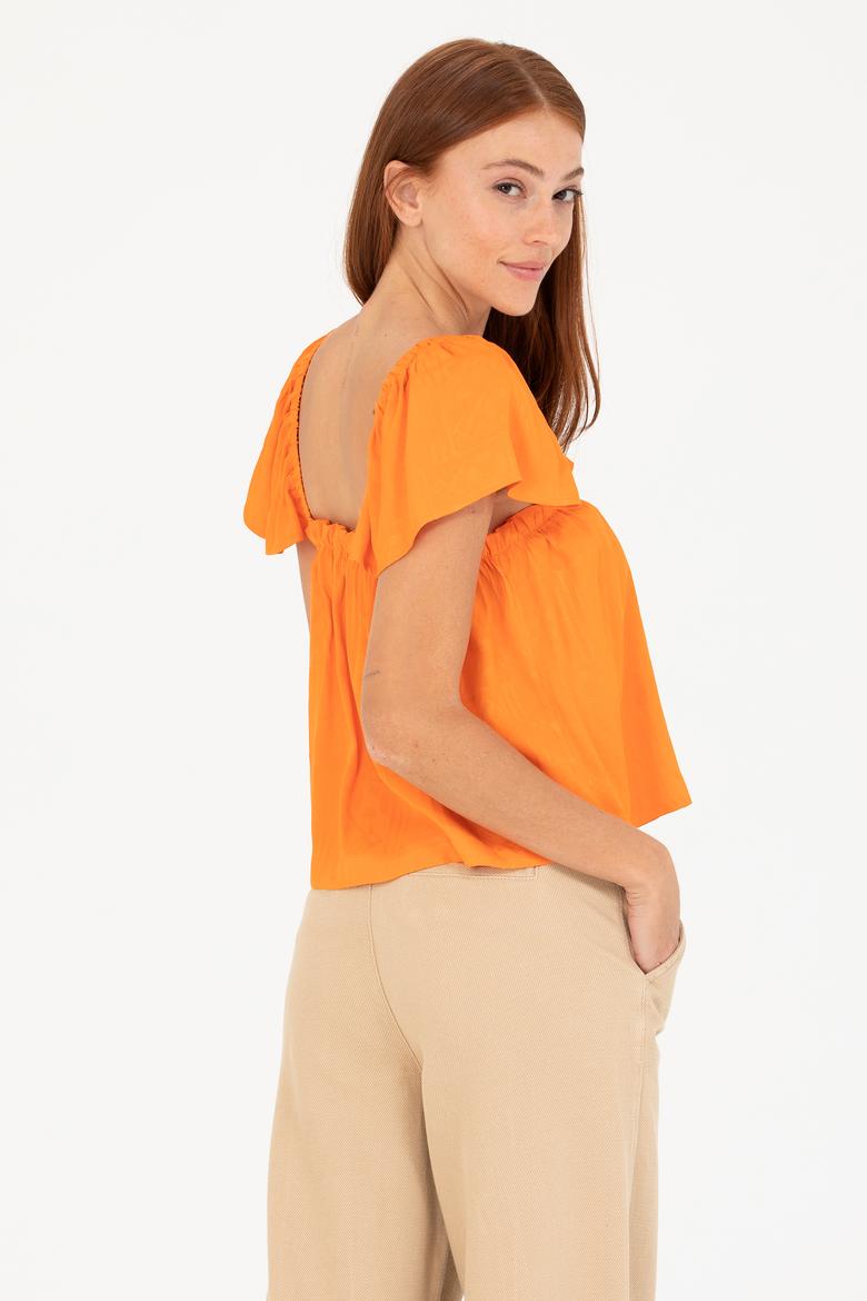 Kadın Kiremit Kısa Kollu Bluz - 50264222003