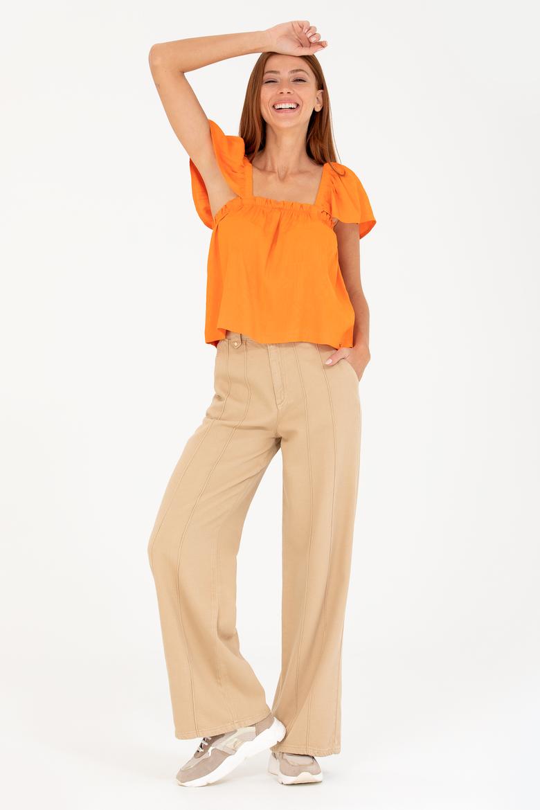 Kadın Kiremit Kısa Kollu Bluz - 50264222003