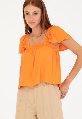 Kadın Kiremit Kısa Kollu Bluz - 50264222003