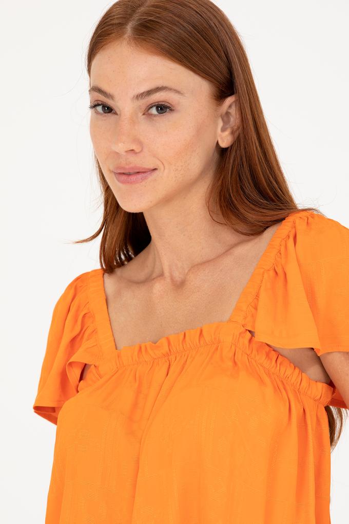 Kadın Kiremit Kısa Kollu Bluz