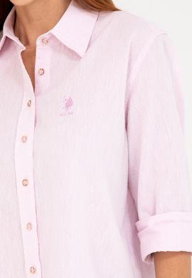 Kadın Manolya Keten Görünümlü Uzun Kollu Gömlek - 50263362020