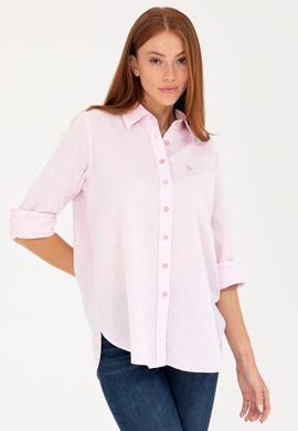 Kadın Manolya Keten Görünümlü Uzun Kollu Gömlek - 50263362020
