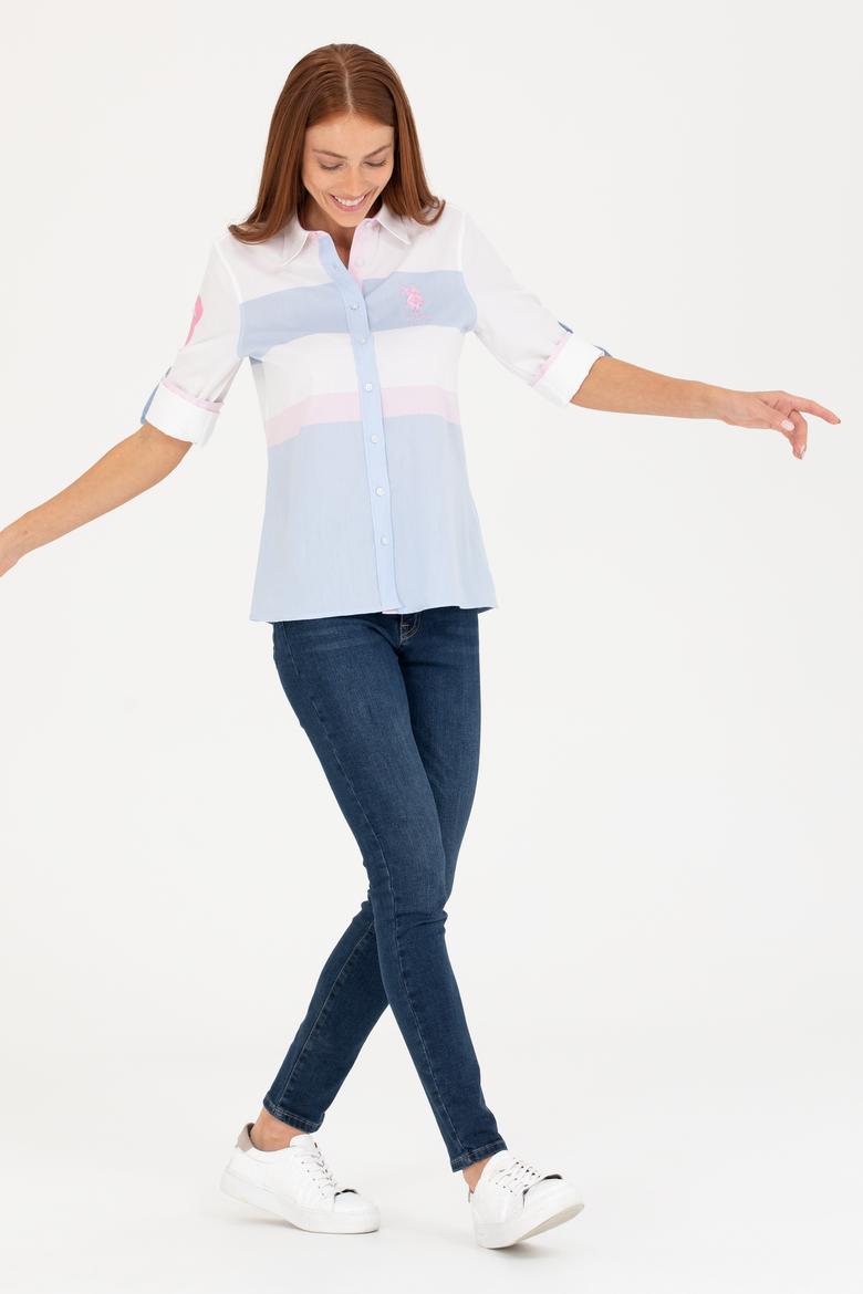 Kadın Açık Mavi Uzun Kollu Gömlek - 50264057012