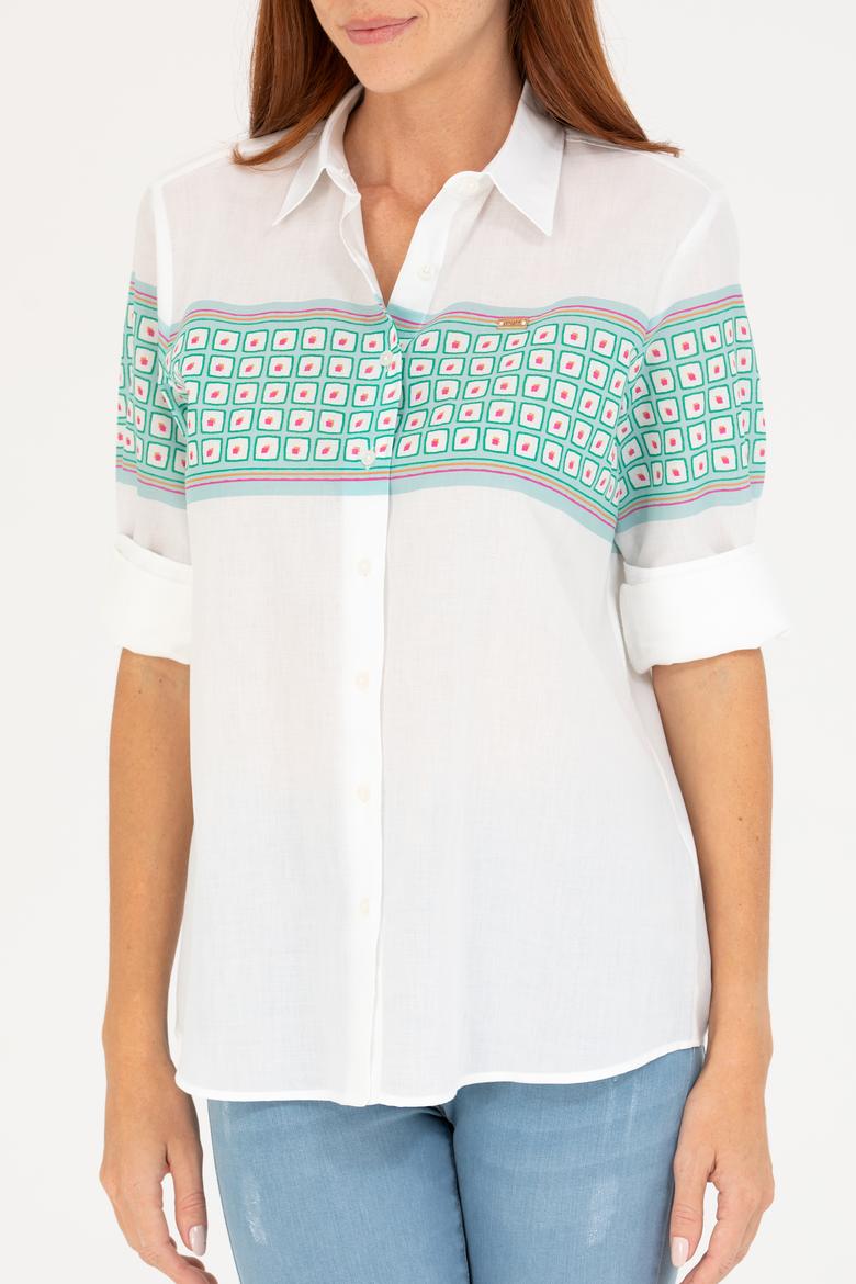 Kadın Su Yeşili Uzun Kollu Gömlek - 50264898027