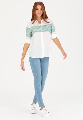 Kadın Su Yeşili Uzun Kollu Gömlek - 50264898027