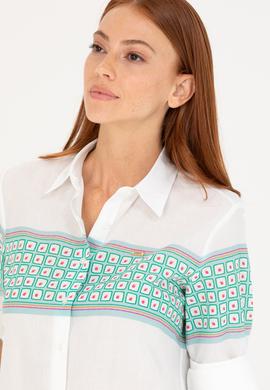 Kadın Su Yeşili Uzun Kollu Gömlek - 50264898027