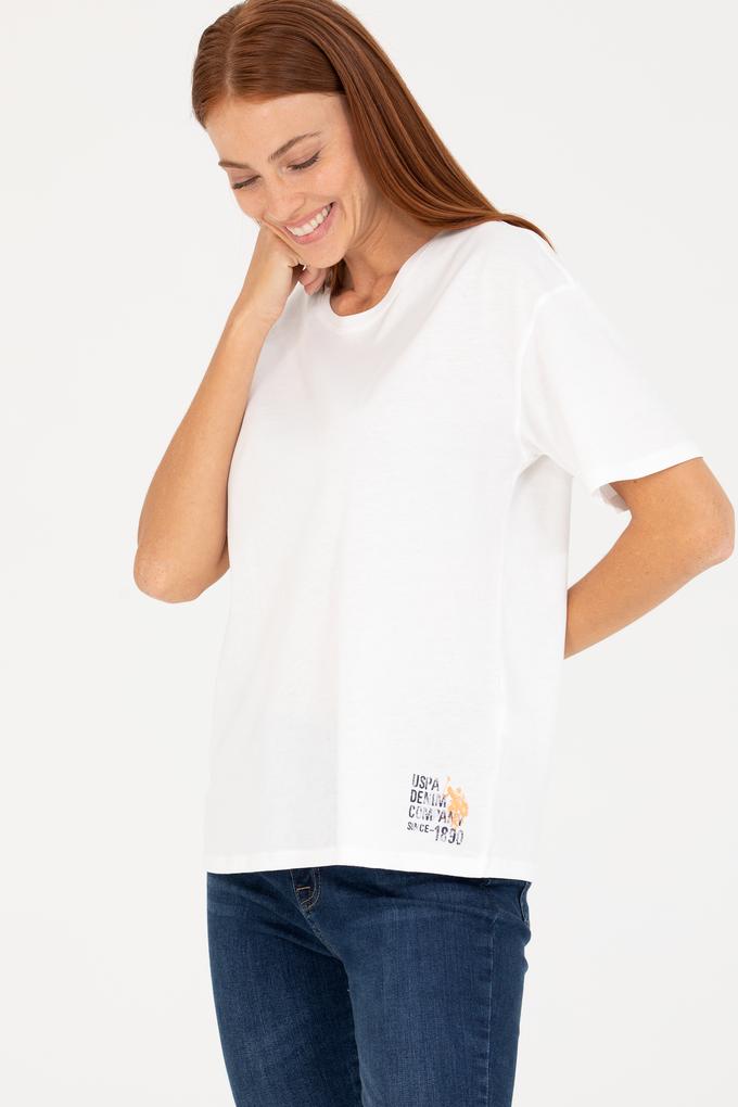 Kadın Ekru Bisiklet Yaka Tişört