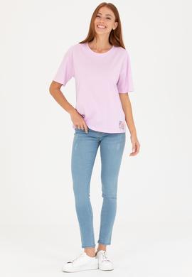 Kadın Manolya Bisiklet Yaka Tişört - 50266330045