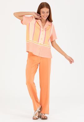 Kadın Turuncu Kısa Kollu Gömlek - 50264214013