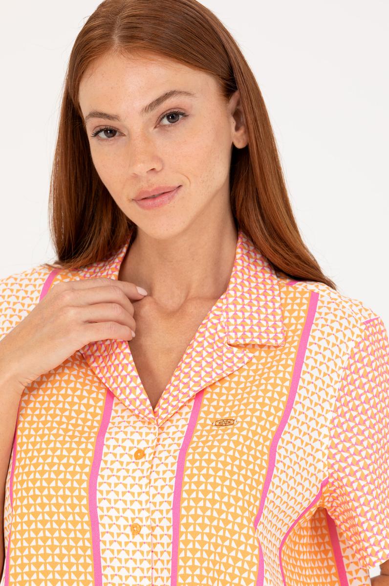 Kadın Turuncu Kısa Kollu Gömlek