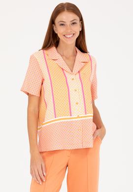 Kadın Turuncu Kısa Kollu Gömlek - 50264214013
