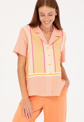 Kadın Turuncu Kısa Kollu Gömlek - 50264214013