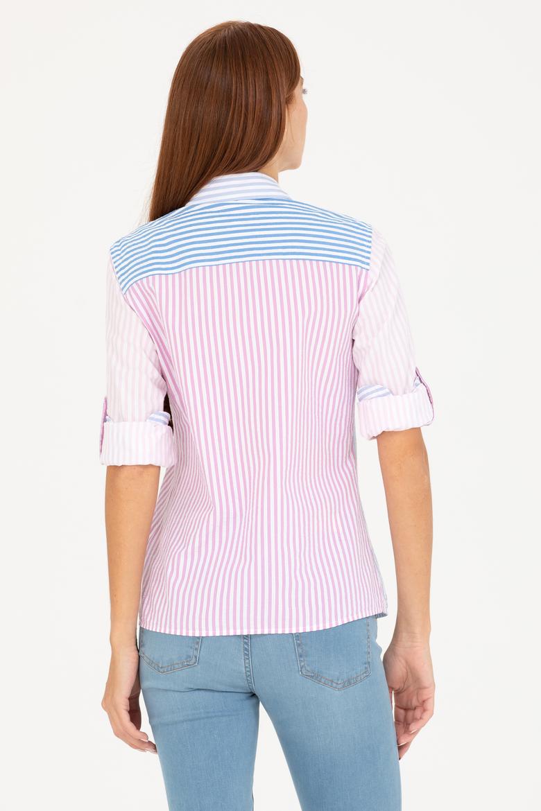 Kadın Pembe Uzun Kollu Gömlek - 50264328012