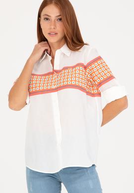 Kadın Somon Uzun Kollu Gömlek - 50264898004