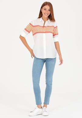 Kadın Somon Uzun Kollu Gömlek - 50264898004