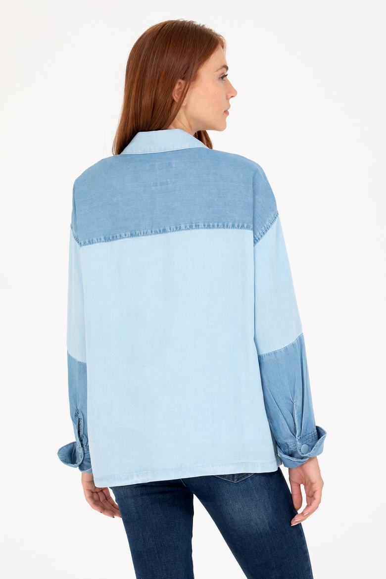 Kadın Mavi Jean Gömlek - 50263043006