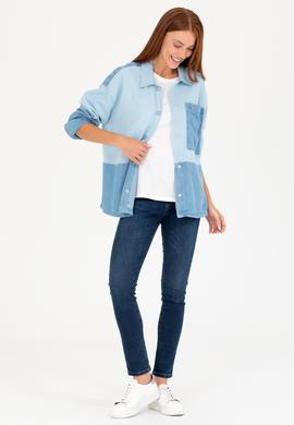 Kadın Mavi Jean Gömlek - 50263043006