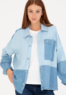 Kadın Mavi Jean Gömlek - 50263043006