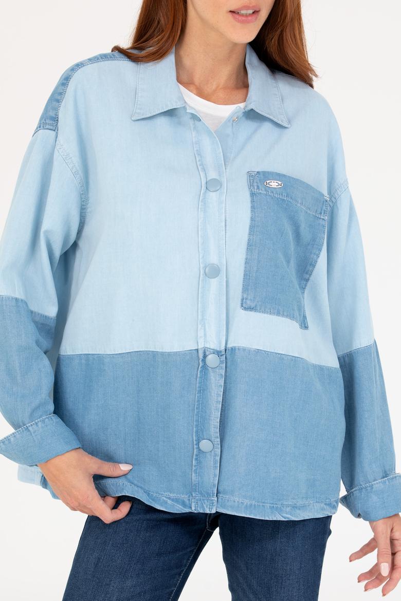 Kadın Mavi Jean Gömlek - 50263043006