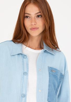 Kadın Mavi Jean Gömlek - 50263043006