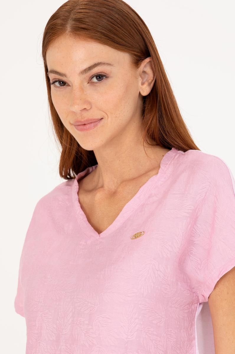 Kadın Manolya V Yaka Tişört