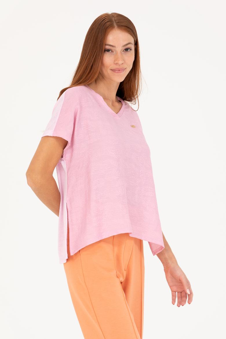 Kadın Manolya V Yaka Tişört - 50263951035