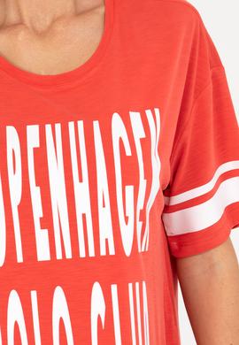 Kadın Kırmızı Bisiklet Yaka Tişört - 50264175020