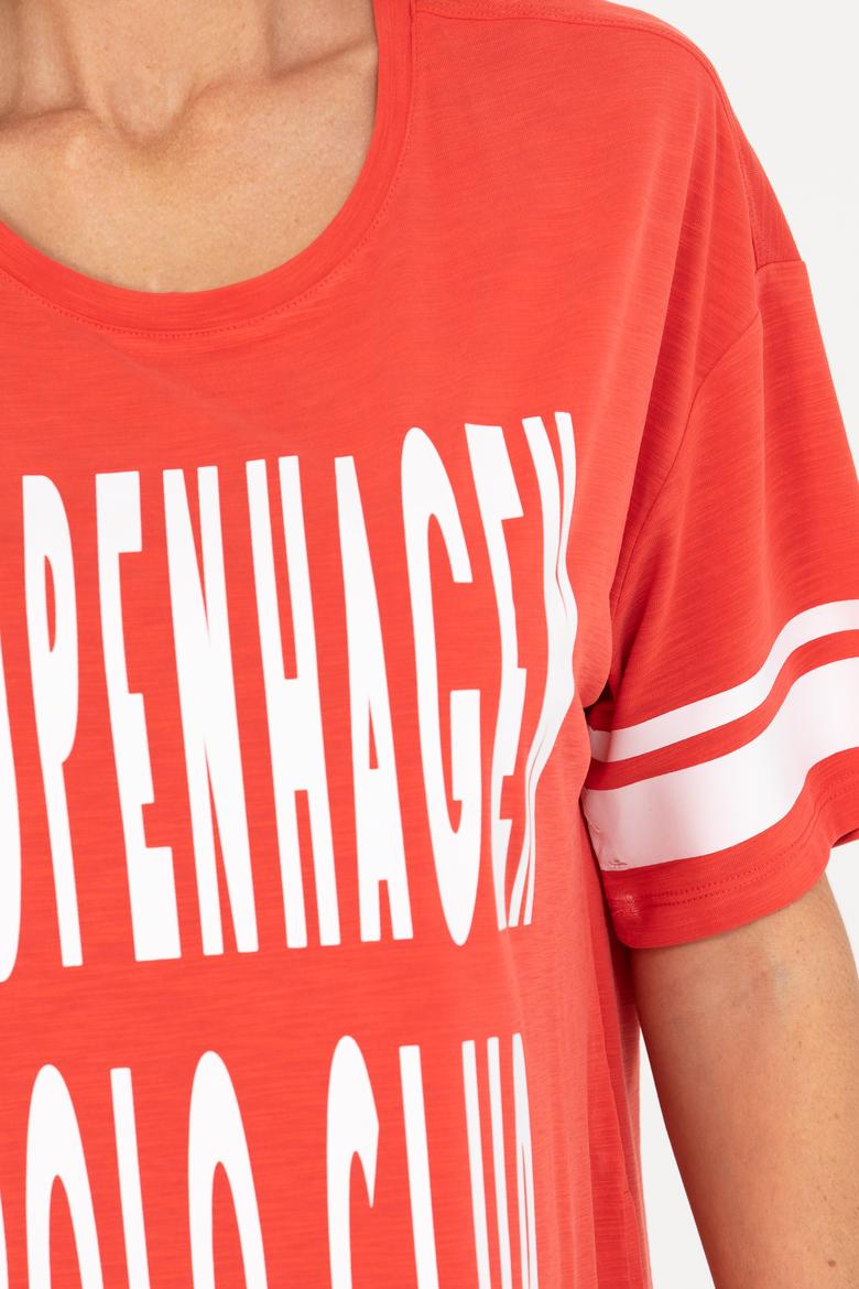 Kadın Kırmızı Bisiklet Yaka Tişört - 50264175020