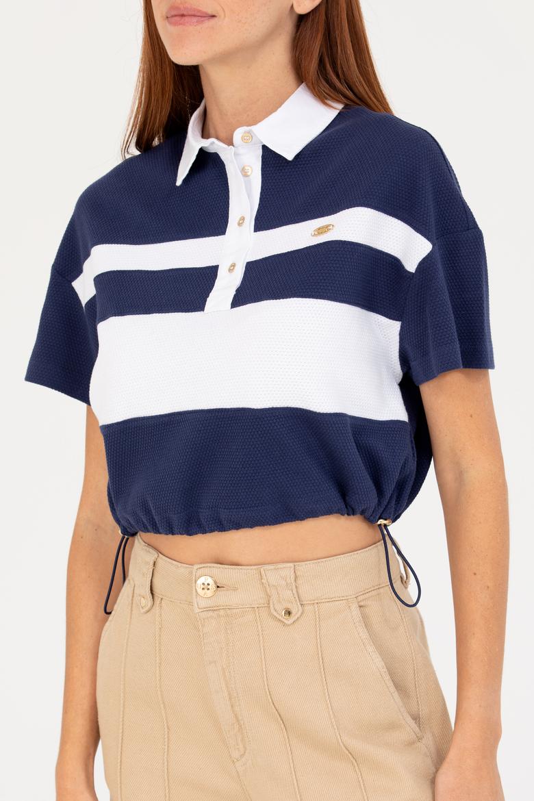 Kadın Lacivert Polo Yaka Tişört - 50265258002