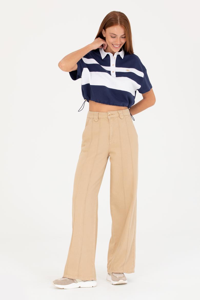 Kadın Lacivert Polo Yaka Tişört - 50265258002