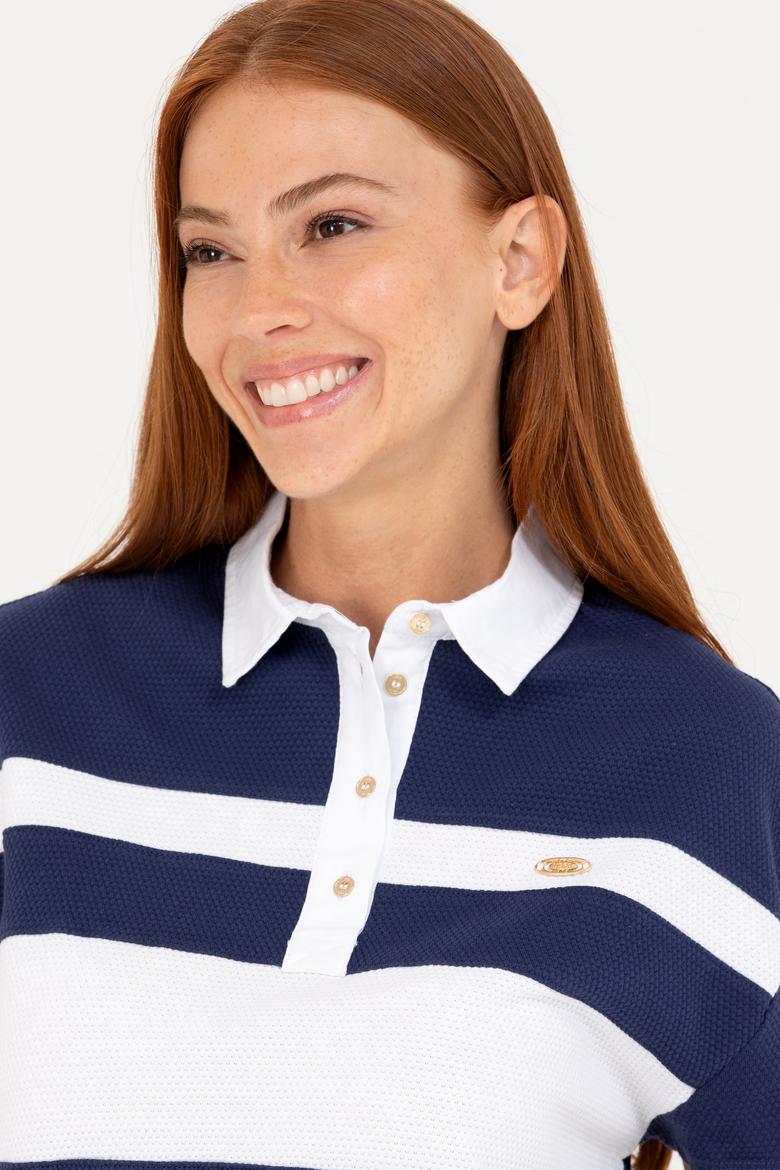 Kadın Lacivert Polo Yaka Tişört - 50265258002